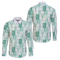 Aloha Hawaii Vintage Kahili Pa'a Lima Family Matching Off Shoulder Short Dress and Hawaiian Shirt Palaka Print Mossy Teal