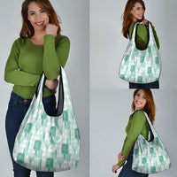 Aloha Hawaii Vintage Kahili Pa'a Lima Grocery Bag Palaka Print Mossy Teal