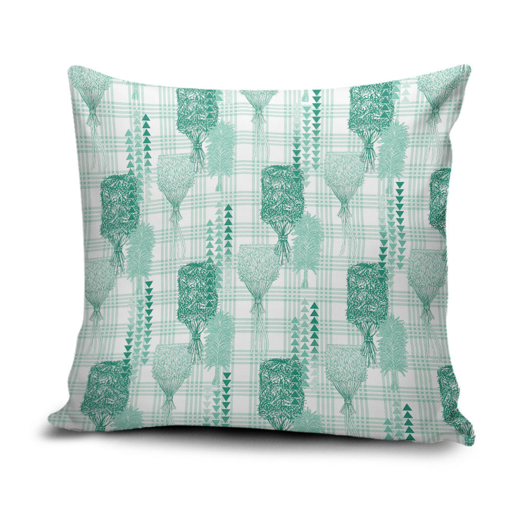 Aloha Hawaii Vintage Kahili Pa'a Lima Pillow Cover Palaka Print Mossy Teal LT7 Mossy Teal - Polynesian Pride