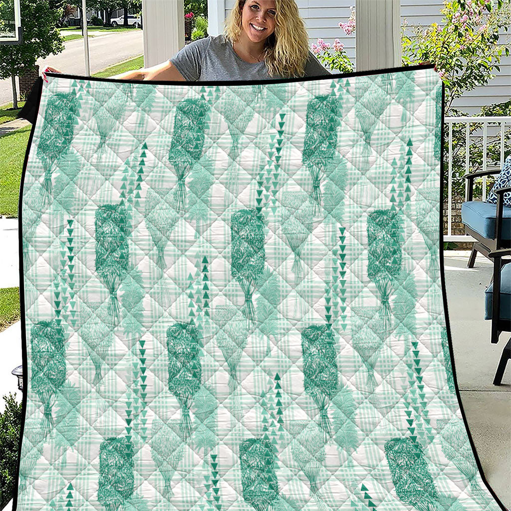 Aloha Hawaii Vintage Kahili Pa'a Lima Quilt Palaka Print Mossy Teal LT7 Mossy Teal - Polynesian Pride