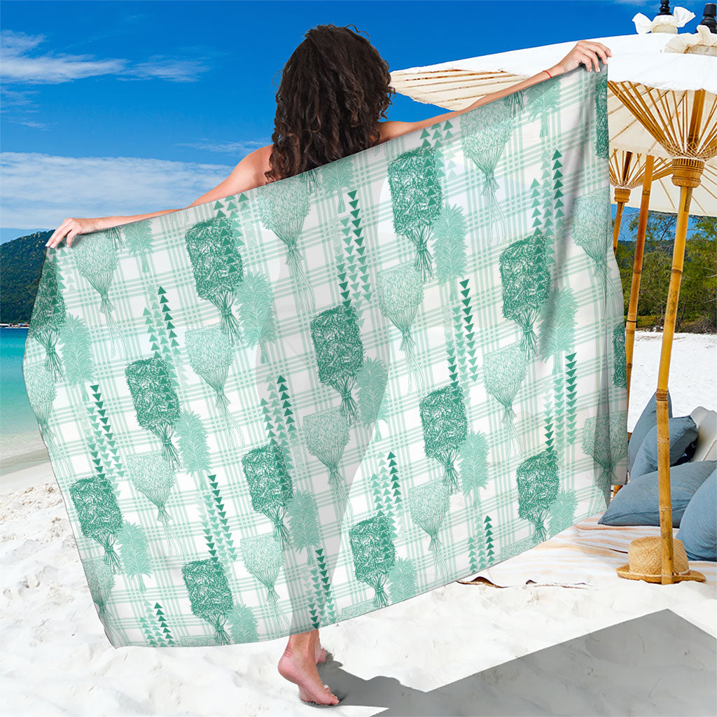 Aloha Hawaii Vintage Kahili Pa'a Lima Sarong Palaka Print Mossy Teal LT7 One Size 44 x 66 inches Mossy Teal - Polynesian Pride