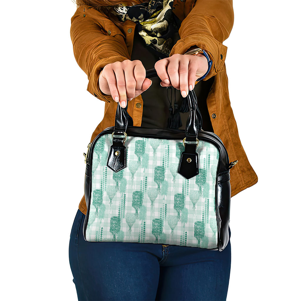 Aloha Hawaii Vintage Kahili Pa'a Lima Shoulder Handbag Palaka Print Mossy Teal LT7 One Size Mossy Teal - Polynesian Pride