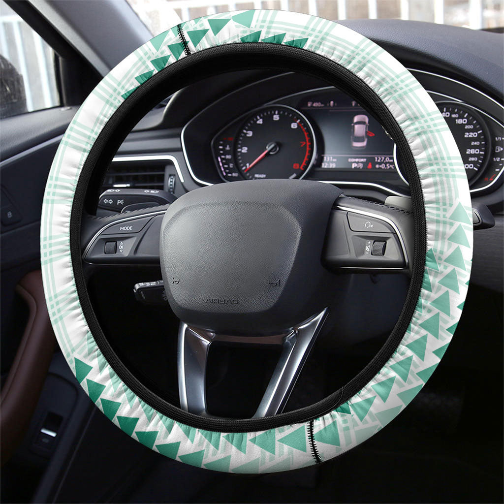 Aloha Hawaii Vintage Kahili Pa'a Lima Steering Wheel Cover Palaka Print Mossy Teal