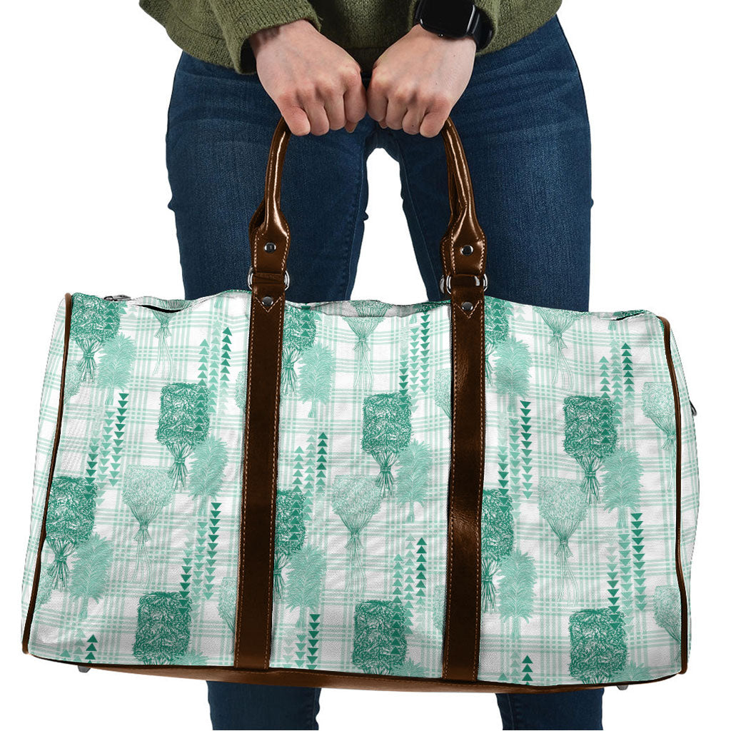 Aloha Hawaii Vintage Kahili Pa'a Lima Travel Bag Palaka Print Mossy Teal LT7 Mossy Teal - Polynesian Pride