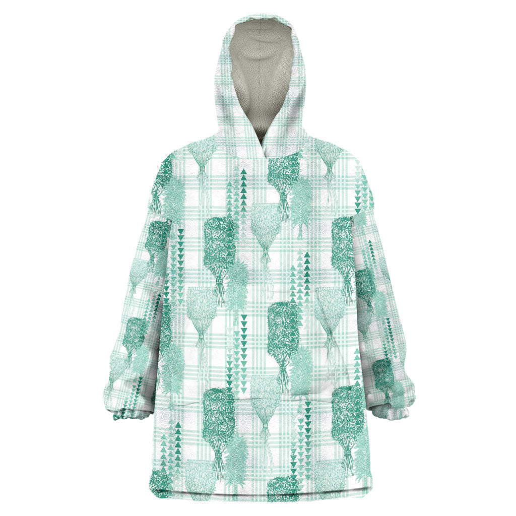 Aloha Hawaii Vintage Kahili Pa'a Lima Wearable Blanket Hoodie Palaka Print Mossy Teal LT7 One Size Mossy Teal - Polynesian Pride