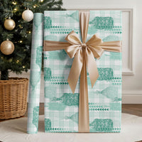 Aloha Hawaii Vintage Kahili Pa'a Lima Wrapping Paper Palaka Print Mossy Teal