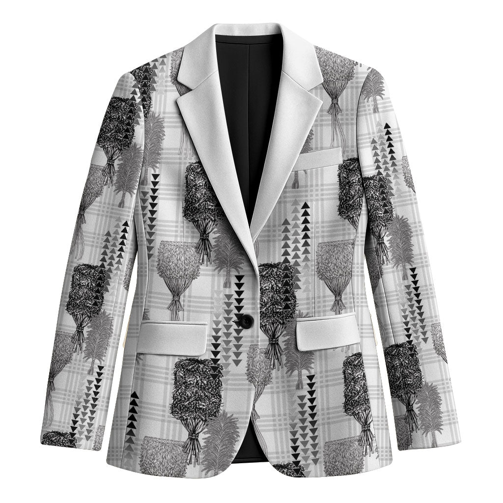 Aloha Hawaii Vintage Kahili Pa'a Lima Blazer Palaka Print Hinahina LT7 Unisex Gray - Polynesian Pride