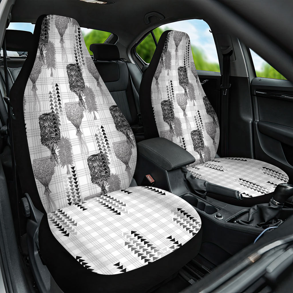 Aloha Hawaii Vintage Kahili Pa'a Lima Car Seat Cover Palaka Print Hinahina LT7 One Size Gray - Polynesian Pride