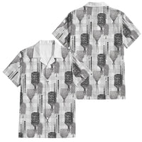 Aloha Hawaii Vintage Kahili Pa'a Lima Family Matching Off The Shoulder Long Sleeve Dress and Hawaiian Shirt Palaka Print Hinahina