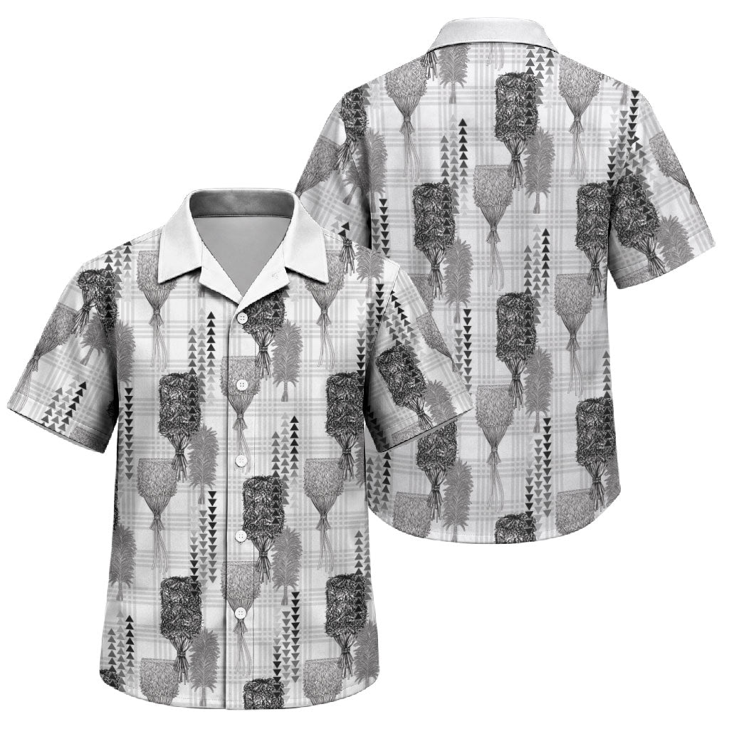 Aloha Hawaii Vintage Kahili Pa'a Lima Family Matching Off Shoulder Maxi Dress and Hawaiian Shirt Palaka Print Hinahina