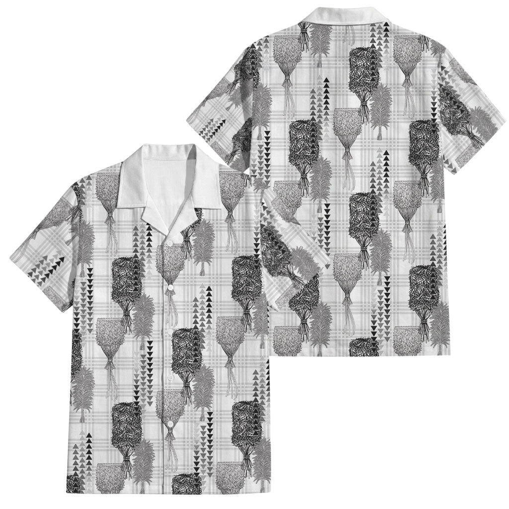 Aloha Hawaii Vintage Kahili Pa'a Lima Family Matching Off Shoulder Short Dress and Hawaiian Shirt Palaka Print Hinahina