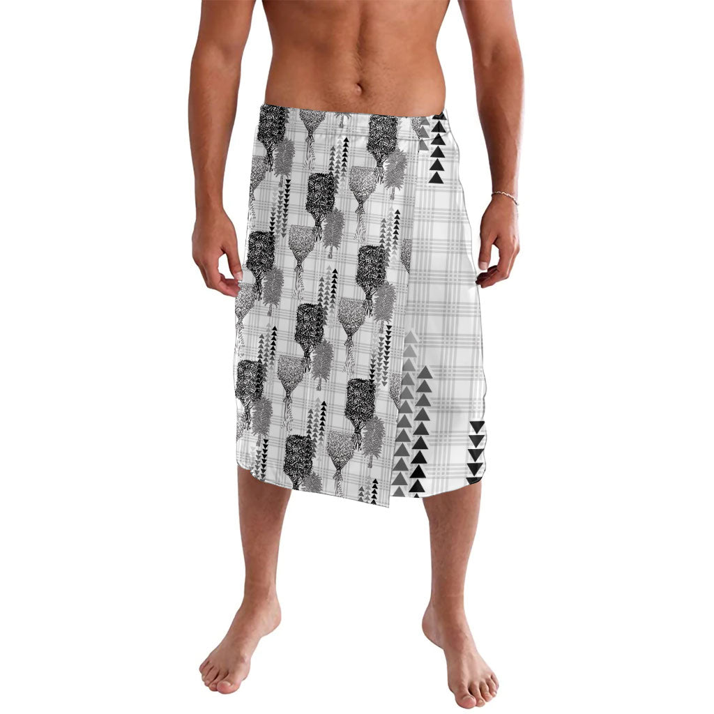 Aloha Hawaii Vintage Kahili Pa'a Lima Lavalava Palaka Print Hinahina LT7 Gray - Polynesian Pride