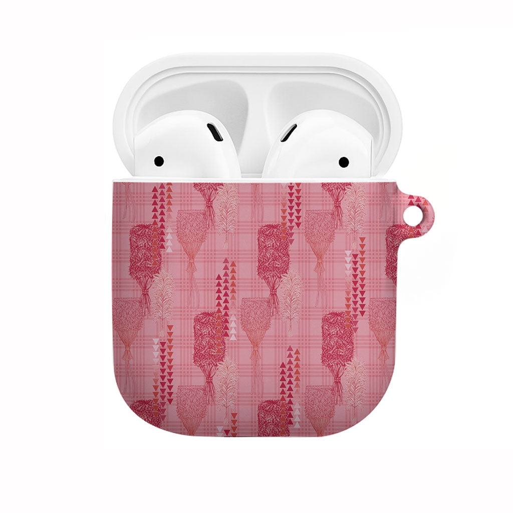 Aloha Hawaii Vintage Kahili Pa'a Lima AirPods Case Palaka Print Berry Pink LT7 Pink - Polynesian Pride