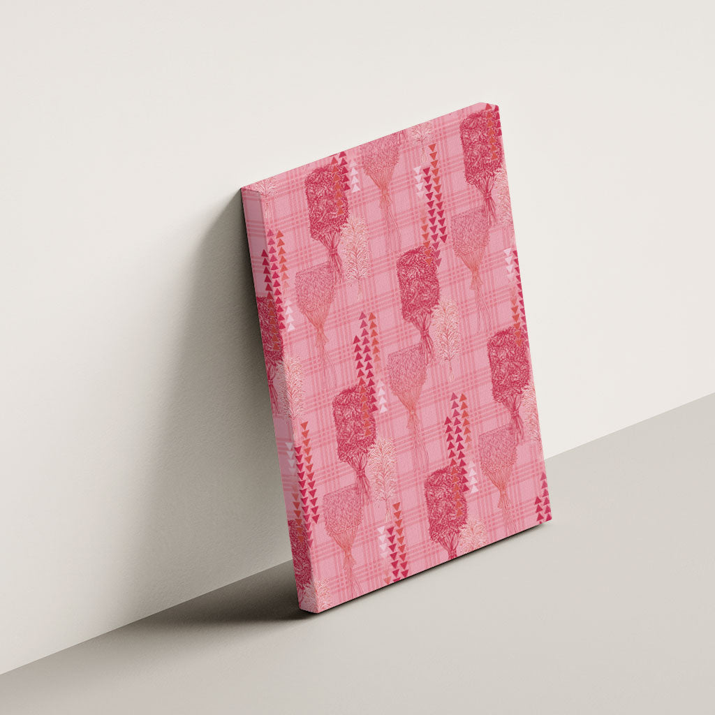Aloha Hawaii Vintage Kahili Pa'a Lima Canvas Wall Art Palaka Print Berry Pink
