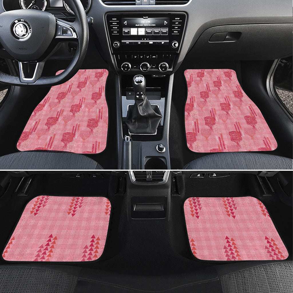 Aloha Hawaii Vintage Kahili Pa'a Lima Car Mats Palaka Print Berry Pink LT7 Set 4pcs Pink - Polynesian Pride