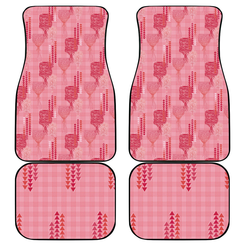 Aloha Hawaii Vintage Kahili Pa'a Lima Car Mats Palaka Print Berry Pink