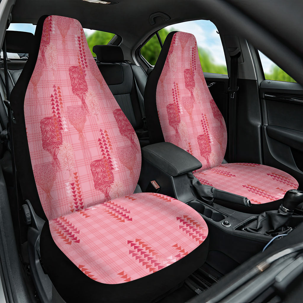 Aloha Hawaii Vintage Kahili Pa'a Lima Car Seat Cover Palaka Print Berry Pink LT7 One Size Pink - Polynesian Pride
