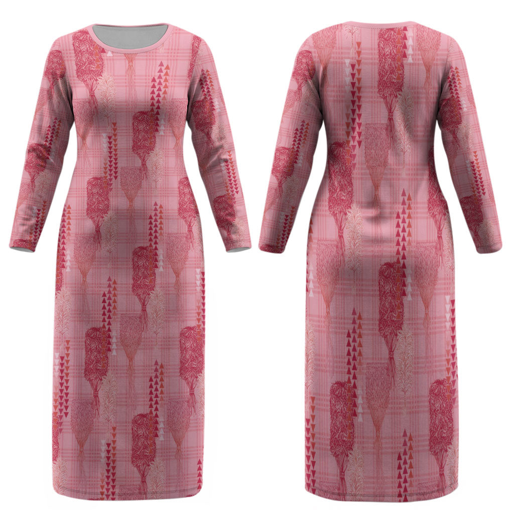 Aloha Hawaii Vintage Kahili Pa'a Lima Family Matching Long Sleeve Bodycon Dress and Hawaiian Shirt Palaka Print Berry Pink
