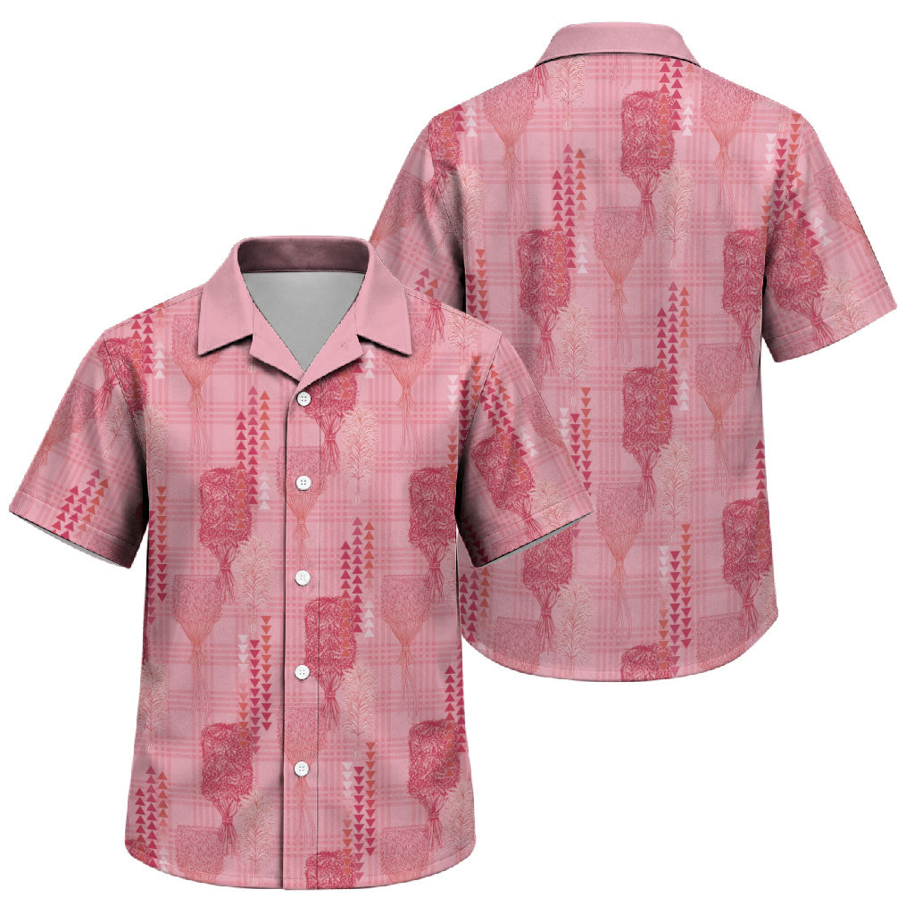 Aloha Hawaii Vintage Kahili Pa'a Lima Family Matching Long Sleeve Bodycon Dress and Hawaiian Shirt Palaka Print Berry Pink