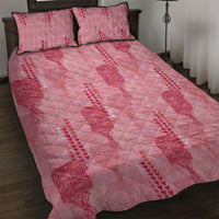 Aloha Hawaii Vintage Kahili Pa'a Lima Quilt Bed Set Palaka Print Berry Pink