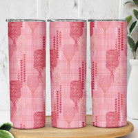 Aloha Hawaii Vintage Kahili Pa'a Lima Skinny Tumbler Palaka Print Berry Pink