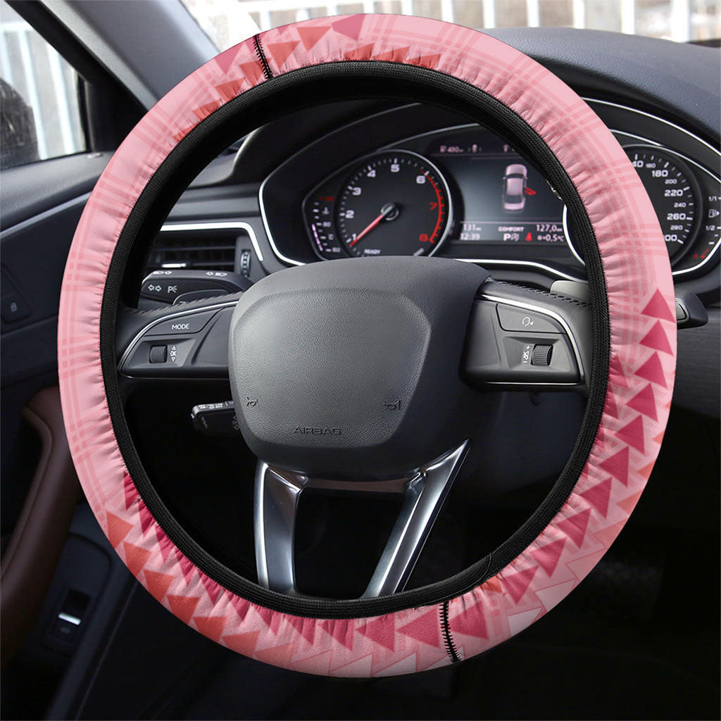 Aloha Hawaii Vintage Kahili Pa'a Lima Steering Wheel Cover Palaka Print Berry Pink