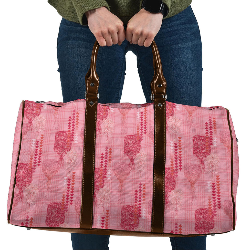 Aloha Hawaii Vintage Kahili Pa'a Lima Travel Bag Palaka Print Berry Pink LT7 Pink - Polynesian Pride