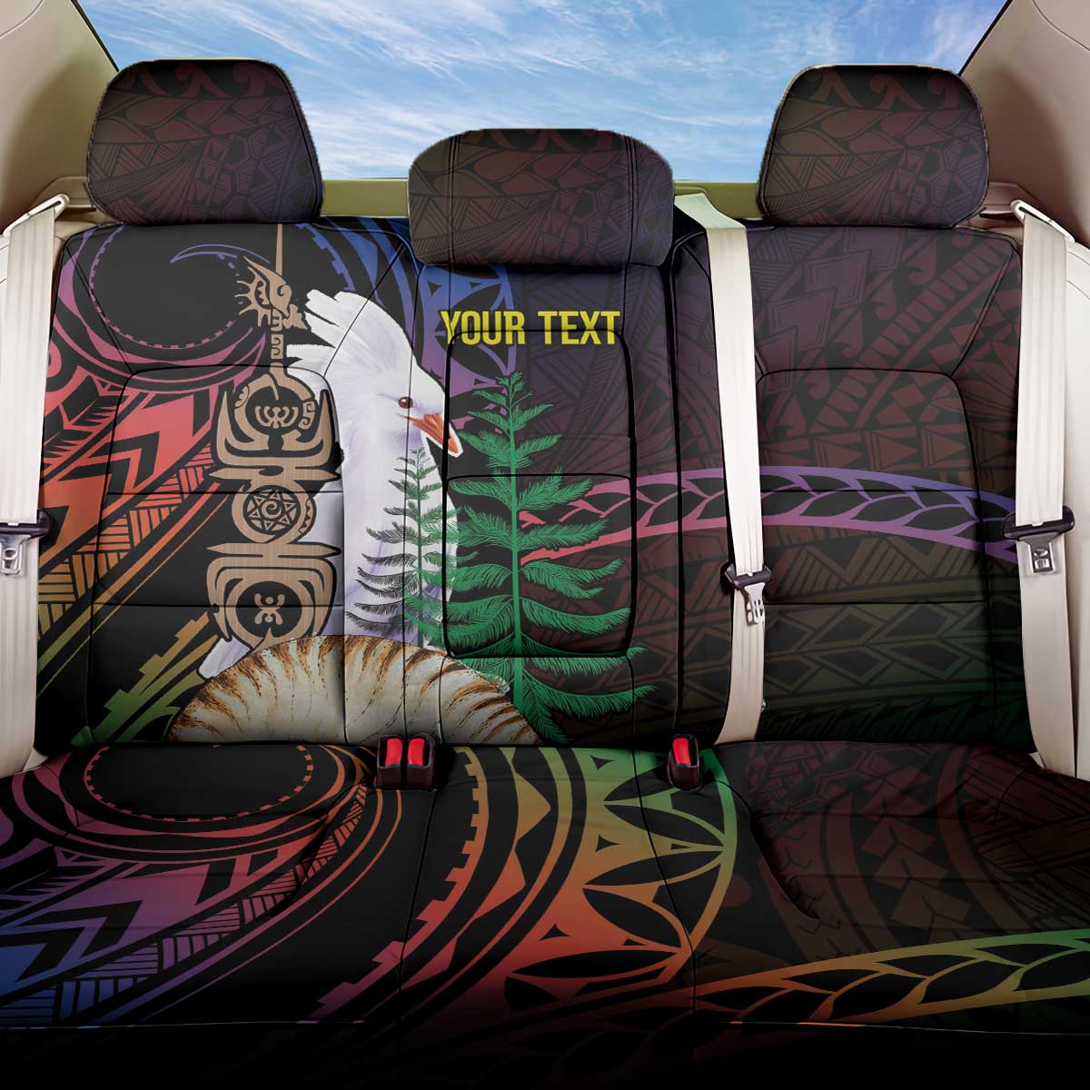 New Caledonia Kanaky Personalized Back Car Seat Cover Kagu Bird Emblem - Polynesian Pride