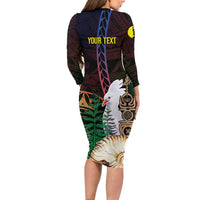 New Caledonia Kanaky Personalized Family Matching Long Sleeve Bodycon Dress and Hawaiian Shirt Kagu Bird Emblem LT7 - Polynesian Pride