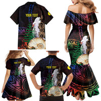New Caledonia Kanaky Personalized Family Matching Mermaid Dress and Hawaiian Shirt Kagu Bird Emblem LT7 - Polynesian Pride