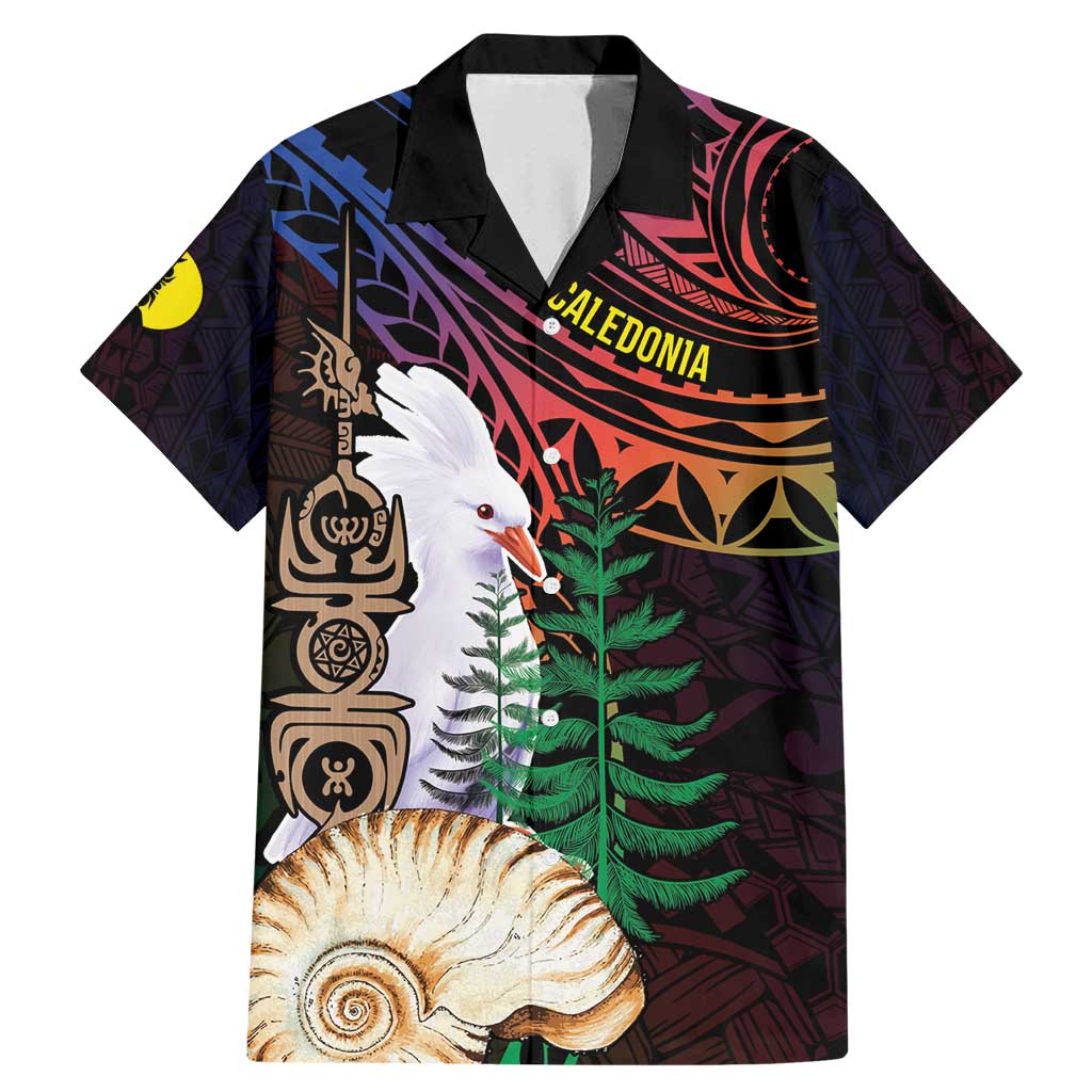 New Caledonia Kanaky Personalized Family Matching Mermaid Dress and Hawaiian Shirt Kagu Bird Emblem LT7 Dad's Shirt - Short Sleeve Black - Polynesian Pride