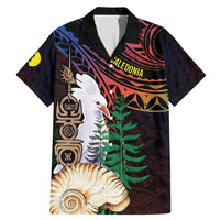 New Caledonia Kanaky Personalized Family Matching Mermaid Dress and Hawaiian Shirt Kagu Bird Emblem LT7 Dad's Shirt - Short Sleeve Black - Polynesian Pride