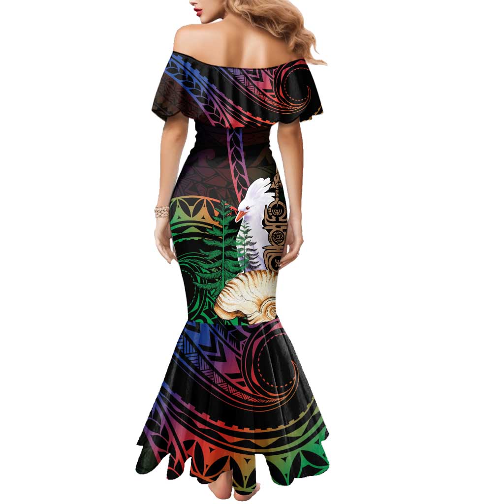 New Caledonia Kanaky Personalized Family Matching Mermaid Dress and Hawaiian Shirt Kagu Bird Emblem LT7 - Polynesian Pride