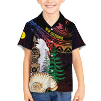 New Caledonia Kanaky Personalized Family Matching Off Shoulder Short Dress and Hawaiian Shirt Kagu Bird Emblem LT7 Son's Shirt Black - Polynesian Pride