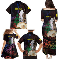 New Caledonia Kanaky Personalized Family Matching Puletasi and Hawaiian Shirt Kagu Bird Emblem - Polynesian Pride