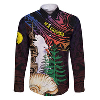 New Caledonia Kanaky Personalized Family Matching Short Sleeve Bodycon Dress and Hawaiian Shirt Kagu Bird Emblem LT7 Dad's Shirt - Long Sleeve Black - Polynesian Pride