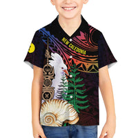 New Caledonia Kanaky Personalized Family Matching Short Sleeve Bodycon Dress and Hawaiian Shirt Kagu Bird Emblem LT7 Son's Shirt Black - Polynesian Pride