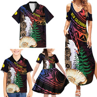 New Caledonia Kanaky Personalized Family Matching Summer Maxi Dress and Hawaiian Shirt Kagu Bird Emblem LT7 - Polynesian Pride