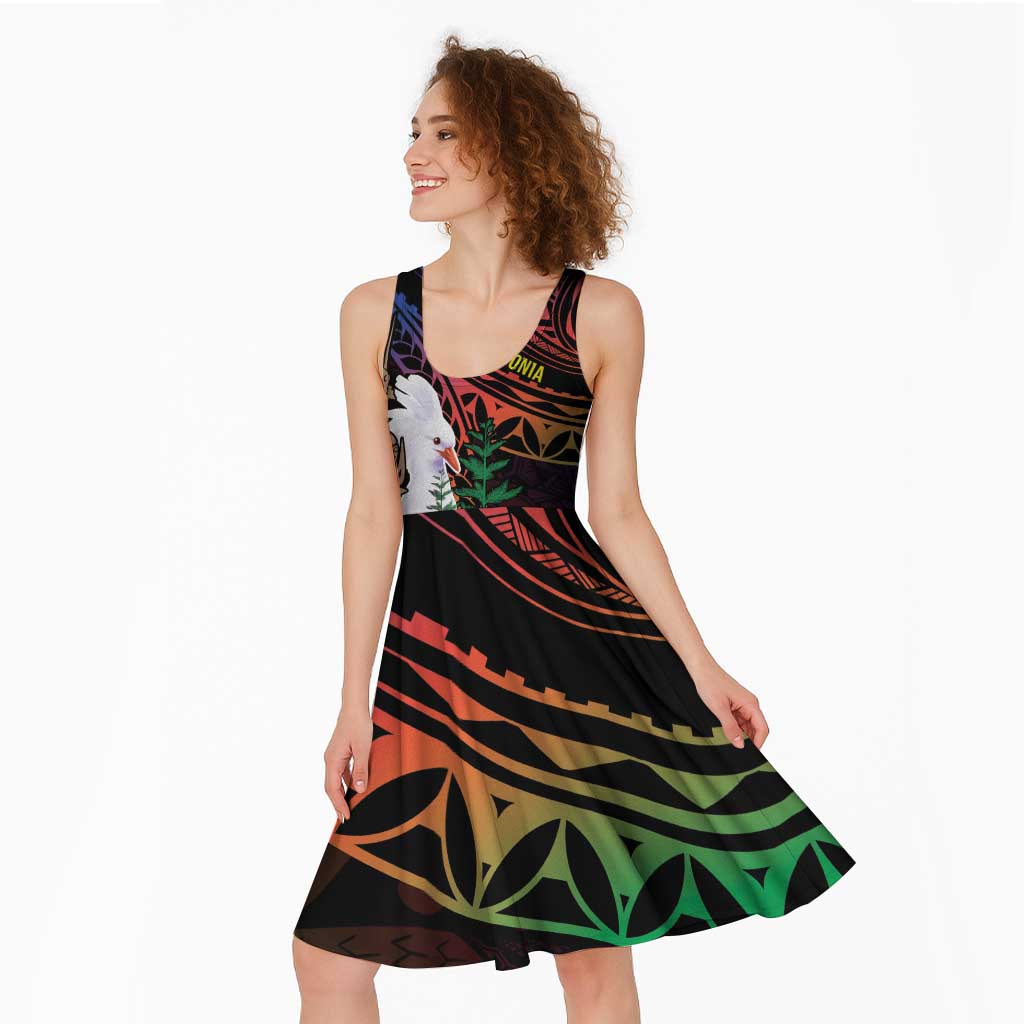 New Caledonia Kanaky Personalized Midi Dress Kagu Bird Emblem - Polynesian Pride