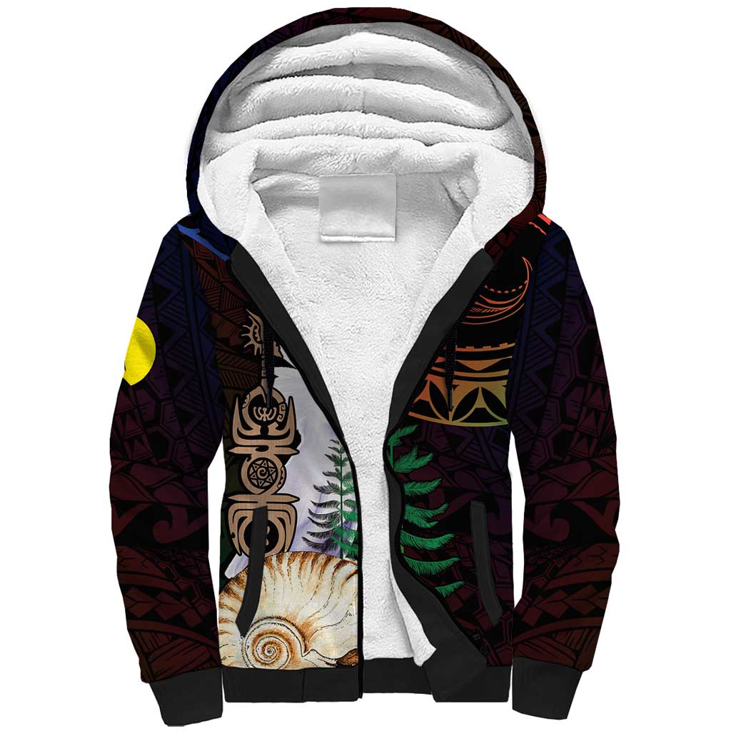 New Caledonia Kanaky Personalized Sherpa Hoodie Kagu Bird Emblem - Polynesian Pride