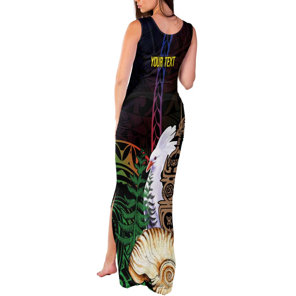 New Caledonia Kanaky Personalized Tank Maxi Dress Kagu Bird Emblem - Polynesian Pride