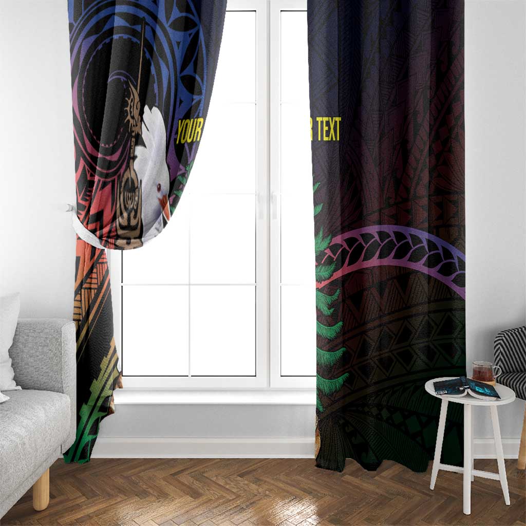 New Caledonia Kanaky Personalized Window Curtain Kagu Bird Emblem - Polynesian Pride