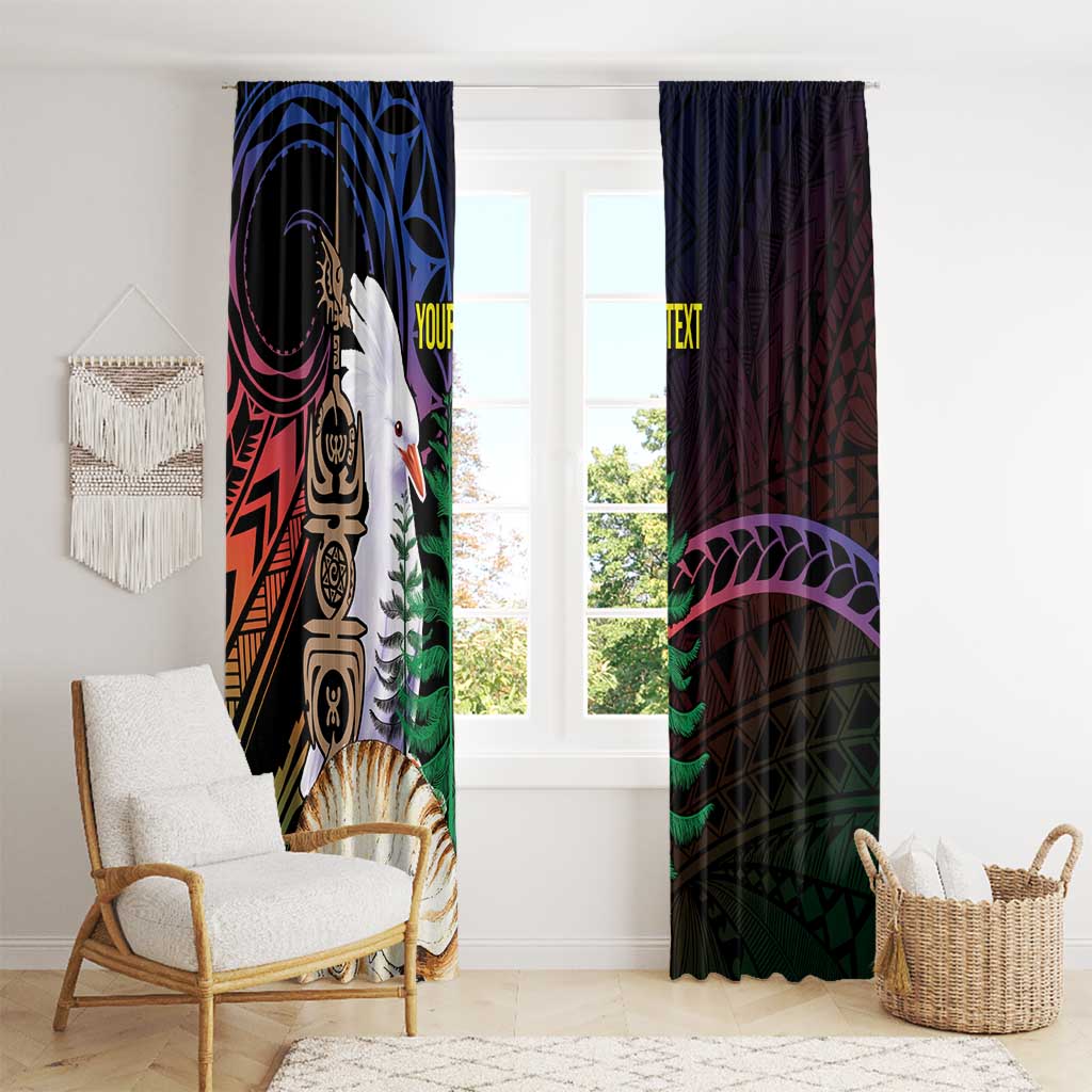 New Caledonia Kanaky Personalized Window Curtain Kagu Bird Emblem - Polynesian Pride