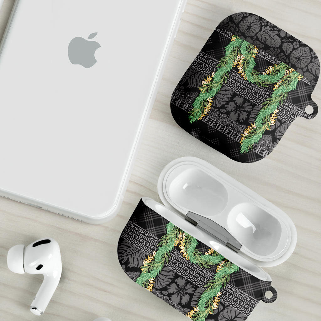 Hawai'i Paniolo Maile Twisted Lei AirPods Case Obsidian Black LT7 - Polynesian Pride
