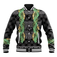 Hawai'i Paniolo Maile Twisted Lei Baseball Jacket Obsidian Black LT7 Unisex Black - Polynesian Pride