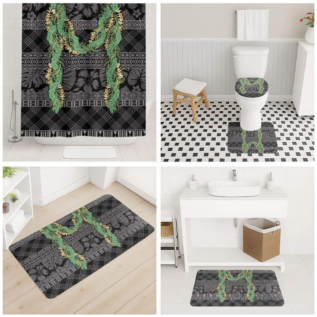 Hawai'i Paniolo Maile Twisted Lei Bathroom Set Obsidian Black LT7 - Polynesian Pride