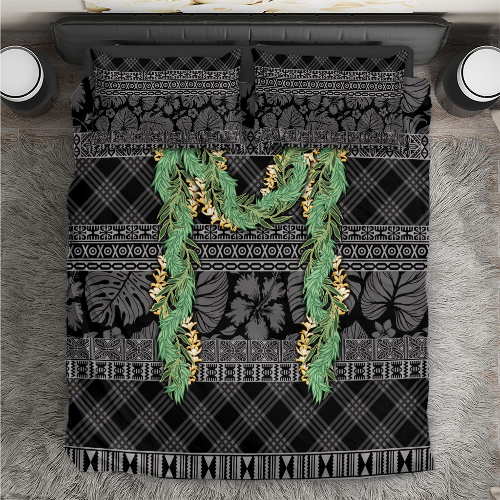 Hawai'i Paniolo Maile Twisted Lei Bedding Set Obsidian Black LT7 Black - Polynesian Pride