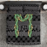 Hawai'i Paniolo Maile Twisted Lei Bedding Set Obsidian Black LT7 Black - Polynesian Pride