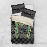 Hawai'i Paniolo Maile Twisted Lei Bedding Set Obsidian Black LT7 US Twin 172cm x 218cm Black - Polynesian Pride