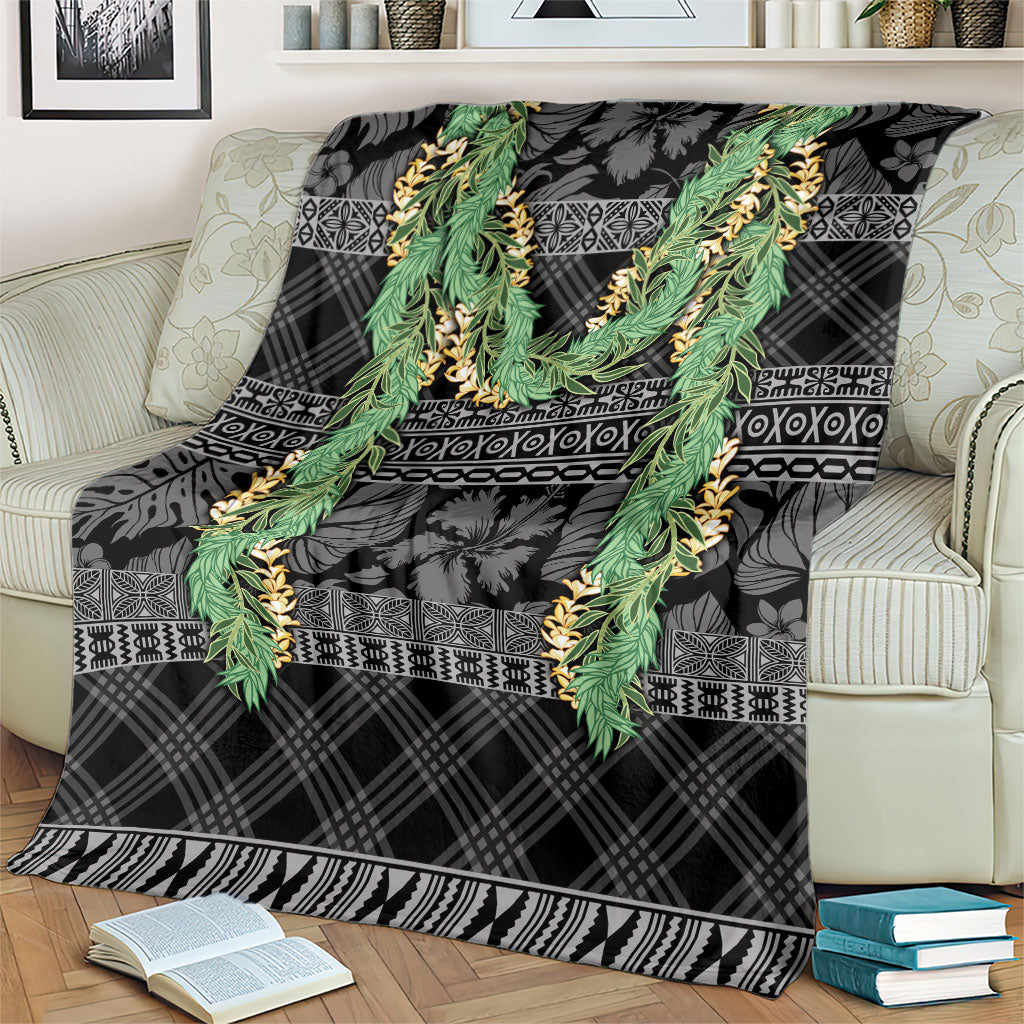 Hawai'i Paniolo Maile Twisted Lei Blanket Obsidian Black LT7 - Polynesian Pride